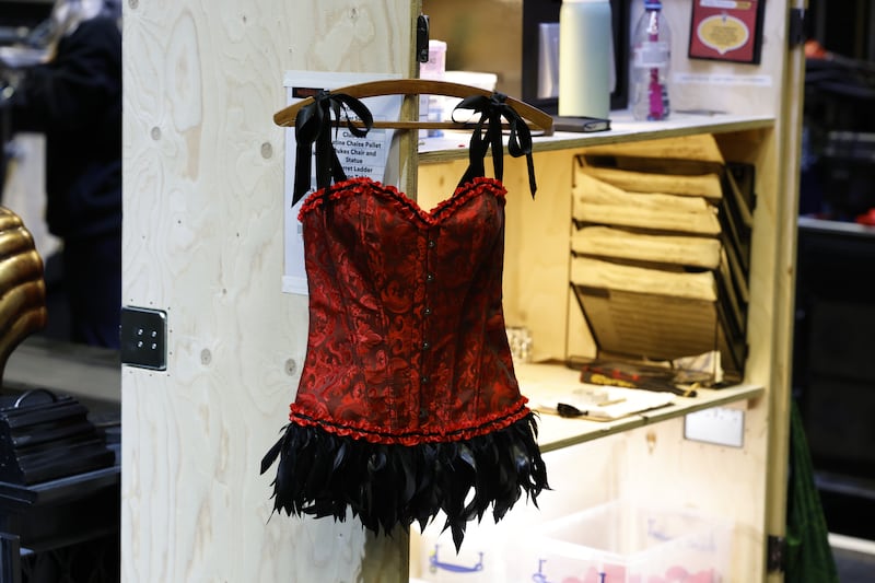 Moulin Rouge! The Musical: Part of a costume hangs backstage. Photograph: Nick Bradshaw