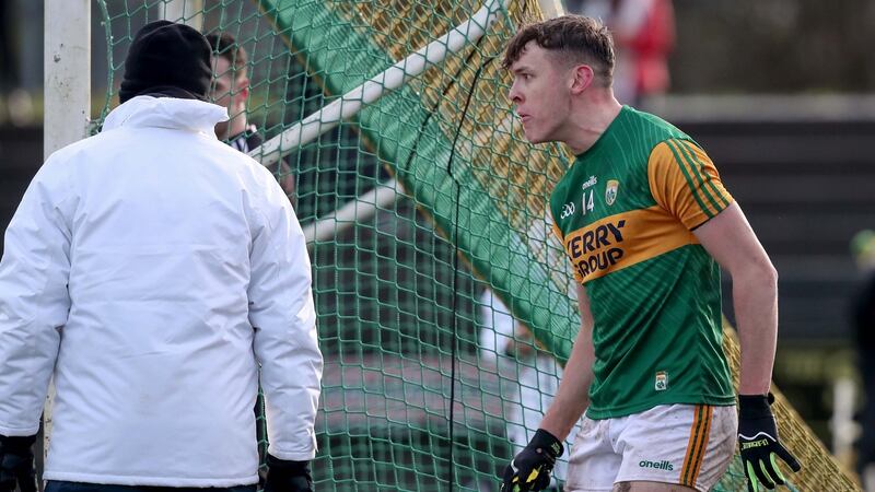 Clifford remonstrates with the umpires after being sent off. Photo: Bryan Keane/Inpho