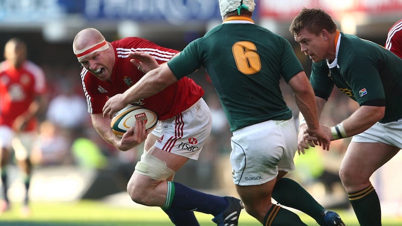 Paul O’Connell carries during the first Test of the 2009 Lions tour in South Africa. Photograph: Billy Stickland/Inpho