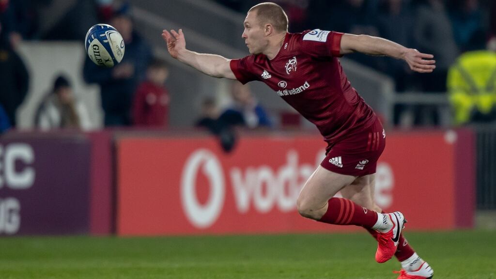 Munster's Keith Earls reaches for the ball during the weekend game against Castres. Photograph: Morgan  Treacy/Inpho