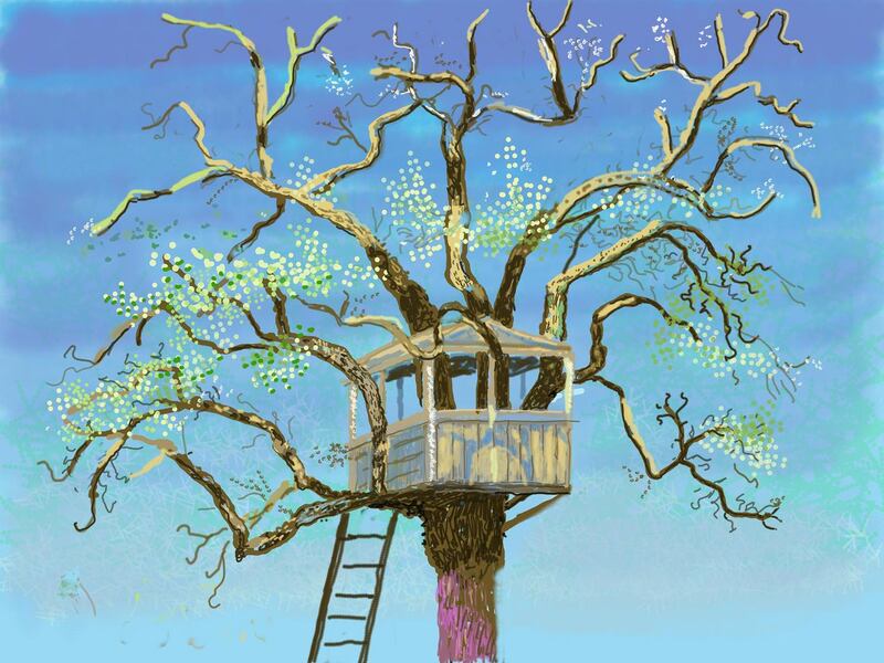 No. 125, March 3rd, 2020, iPad painting by David Hockney, from David Hockney: The Arrival of Spring, Normandy, 2020, Royal Academy of Arts, London