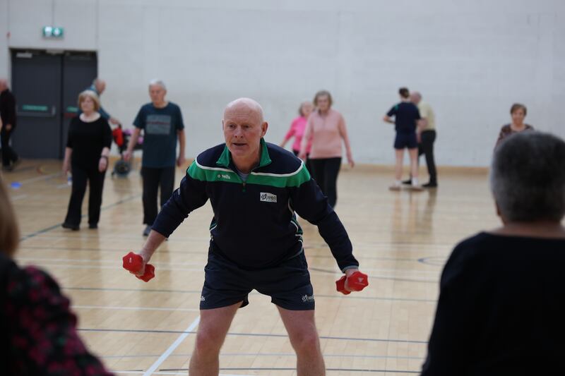 Former Clontarf player Noel McCaffrey, now a doctor, leading an exercise class at Tallaght Leisure Centre. Photograph: Nick Bradshaw