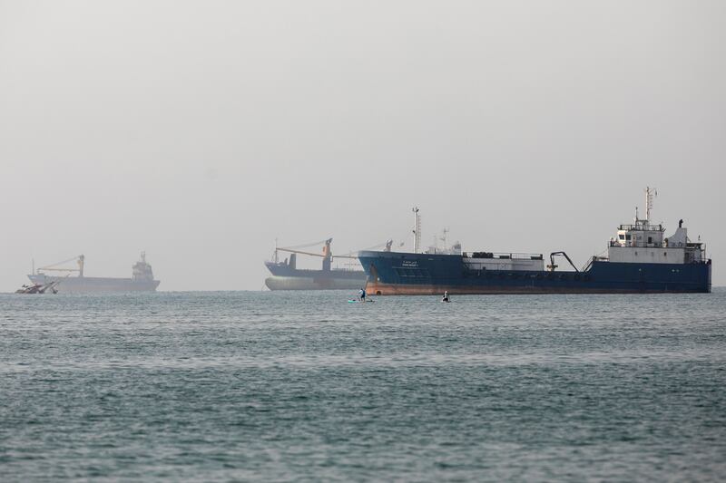 Boats moored off the coast of Bandar Abbas, Iran, in the Strait of Hormuz on May 15th. Photograph: Majid Saeedi/Getty