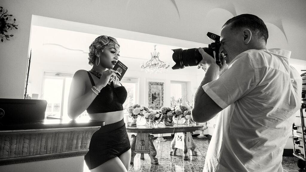 Bryan Adams photographs Saweetie for the 2022 Pirelli calendar. Photograph: Alessandro Scotti/Pirelli/PA Wire