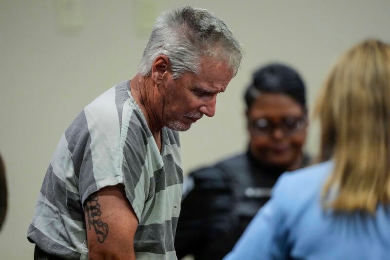 Colin Gray (54), father of Apalachee High School shooting suspect Colt Gray (14) enters the Barrow County courthouse for his first appearance. Photograph: Brynn Anderson-Pool/Getty Images 