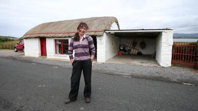 Cyndi Graham at her weaving studio. Photograph: Declan Doherty