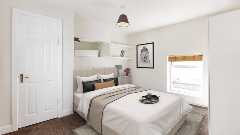 Bedroom, with digital/virtual interiors added to images.
