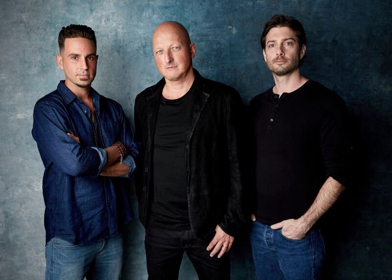 Wade Robson,  Dan Reed, director of the "Leaving Neverland" Michael Jackson documentary, and James Safechuck. Photograph: Taylor Jewell/Invision/AP