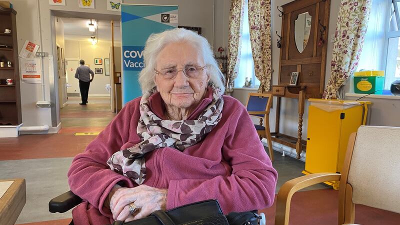 Nora Gray (101), who received the Covid-19 vaccine in St Camillus’ Community Hospital, Co Limerick. Photograph: Jack Power