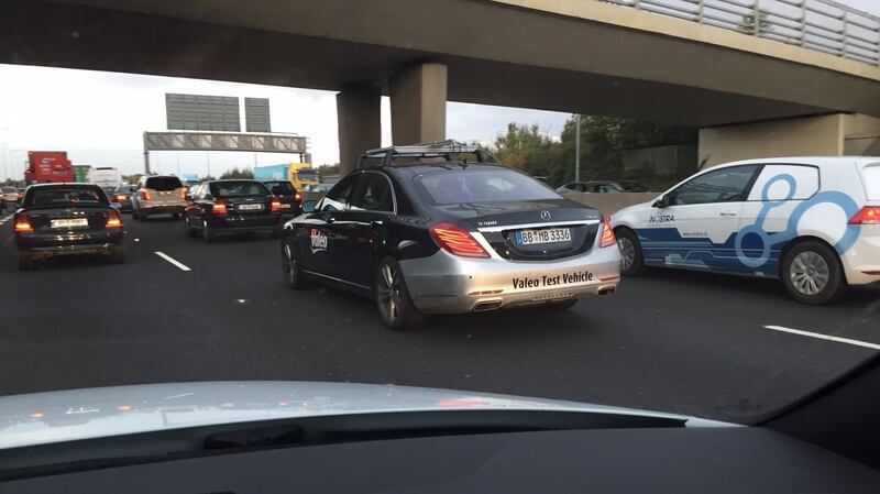 Valeo’s driverless test car – a Mercedes S-Class – spotted on the M50