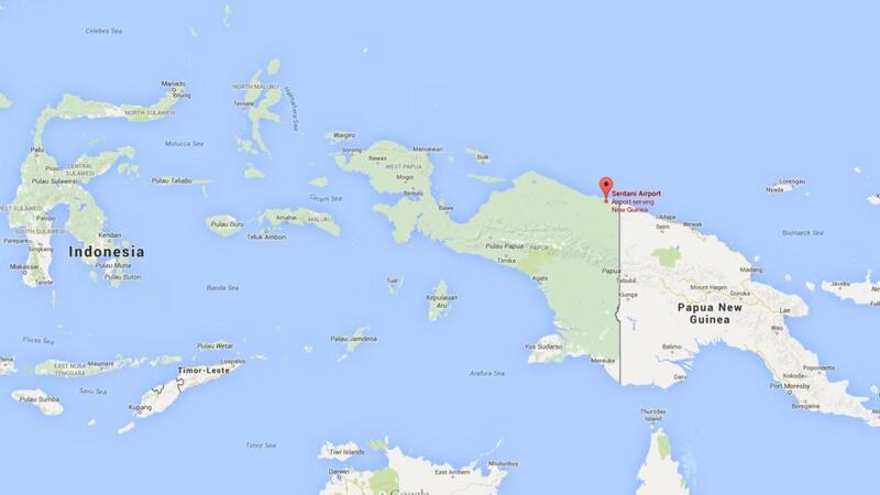 A map showing Sentani Airport, where the missing plane departed from on Sunday. Photograph: Google Maps