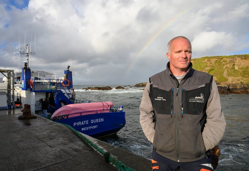 Alan O'Grady, skipper of the Clare Island ferry, at Roonagh pier. Photograph: Michael McLaughlin
