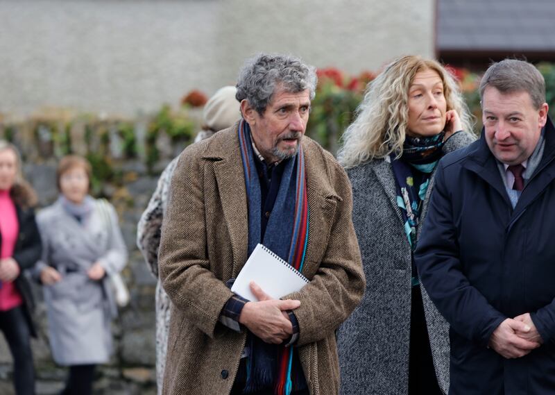 Charlie Bird and wife Claire arrive at the memorial service for Vicky Phelan. Photograph: Alan Betson

