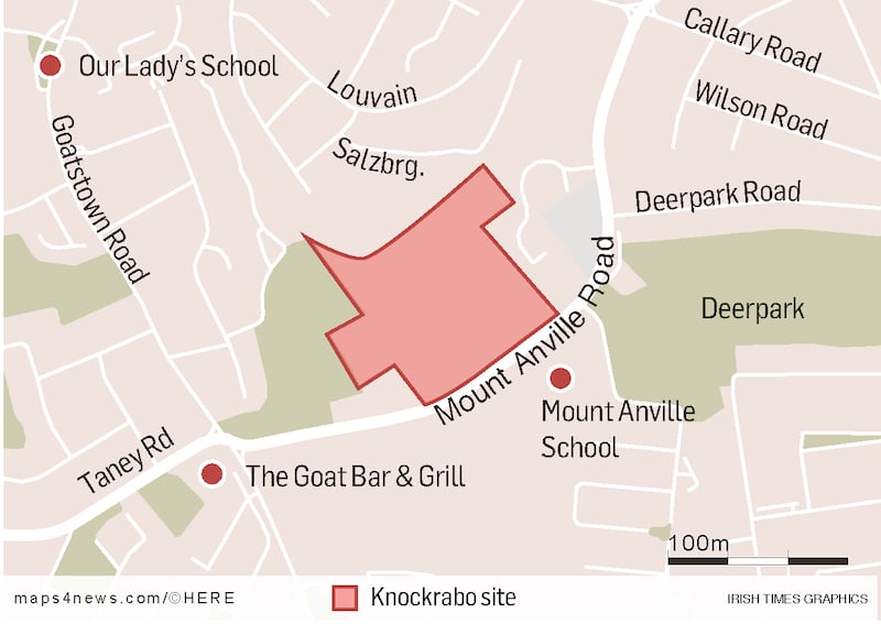 Map of Knockrabo site on Mount Anville Road, Dublin 14