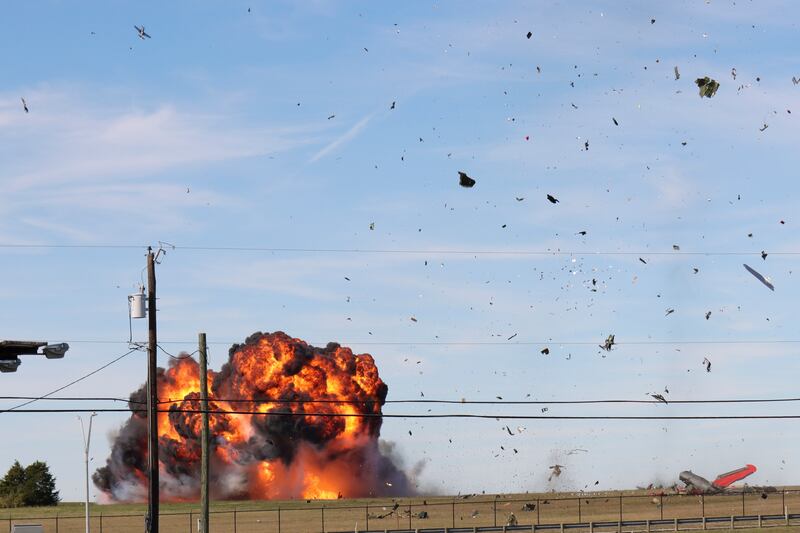 The scene during the airshow at Dallas Executive Airport on Saturday. Photograph: Nathaniel Ross Photography via AP
