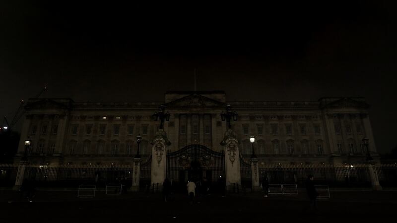 Buckingham Palace in London after it switched off its lights for an hour to mark  Earth Hour to raise awareness about climate change. Photograph: Jonathan Brady/PA Wire
