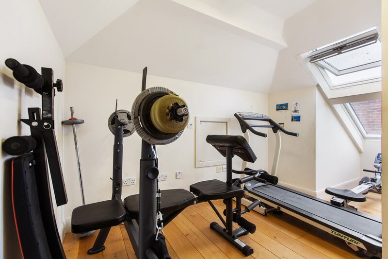 The attic is being used as a gym