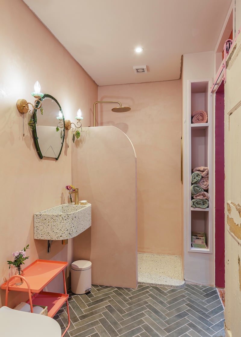 Cork artist Cora Murphy went to Synk Concrete (synkconcrete.com) to create a bespoke shower tray and sink using Connemara marble offcuts. Photograph: Neil Smyth