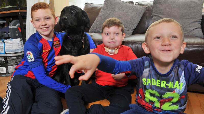 Dylan O’Sullivan  with his brothers Ben and Marc. Photograph: Daragh Mc Sweeney/Provision