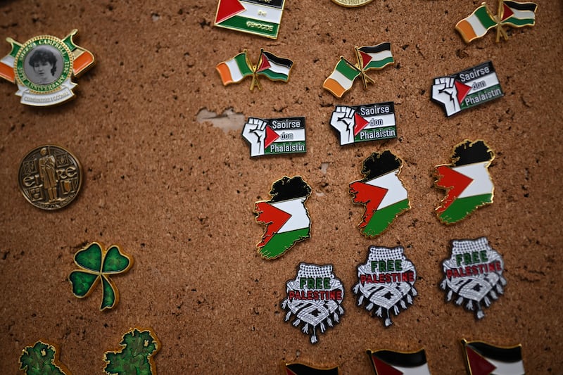Items on sale at the Sinn Fein shop are seen on view during the Ardfheis on September 28th, 2024 in Athlone, Ireland. Photograph: Charles McQuillan/Getty Images