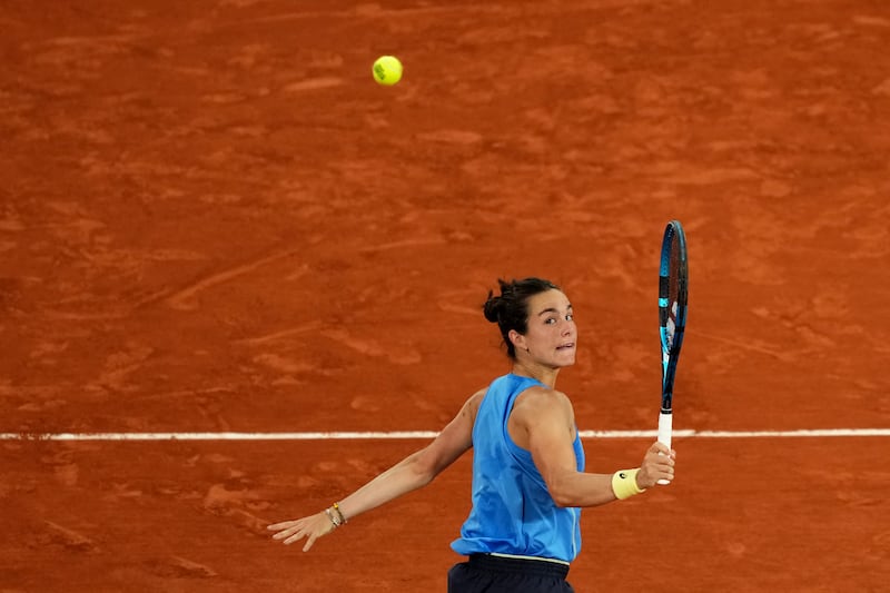 Lois Boisson plays a backhand return during her quarter-final match against Russia's Mirra Andreeva. Photograph: Dimitar Dilkoff/AFP via Getty Images          