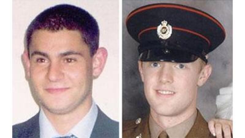 British soldiers Patrick Azimkar (21) and Mark Quinsey (23) were shot dead outside the Massereene Barracks in Antrim in 2009. Photograph: UK ministry of defence/PA Wire