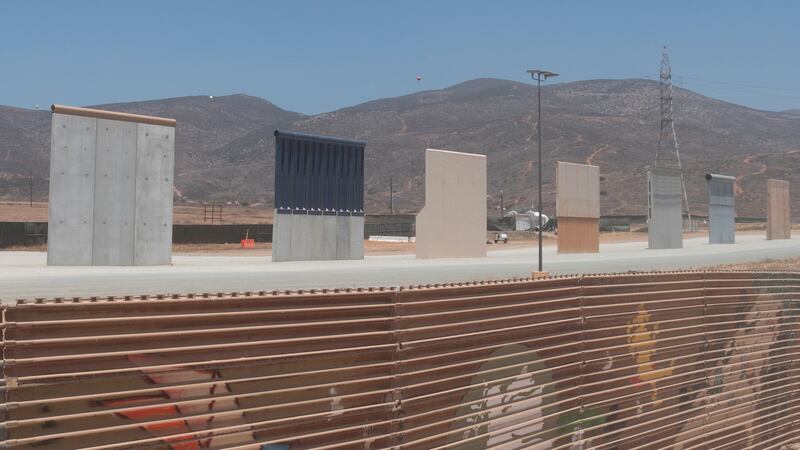 Prototypes for Trump’s Wall, viewed from Mexico.  Photograph:   Elaine Byrne