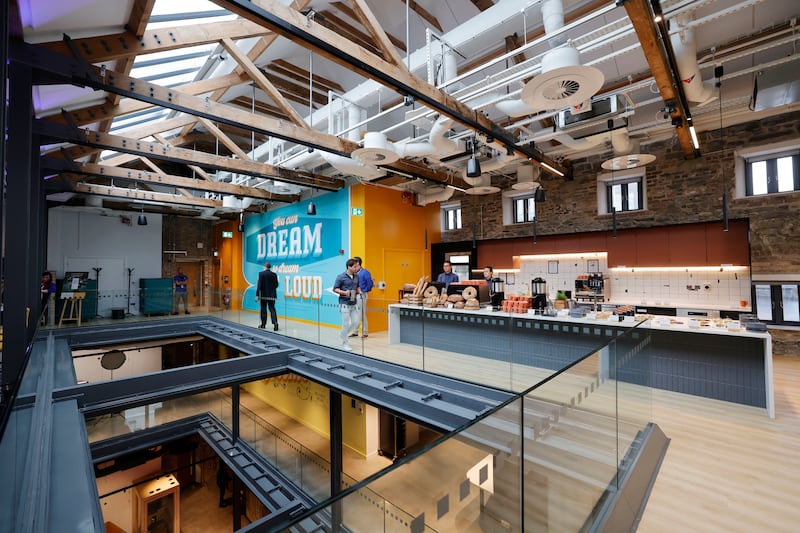 The multilevel office and restaurant space at Google's new offices in Bolands Mills. Photograph: Alan Betson/The Irish Times

