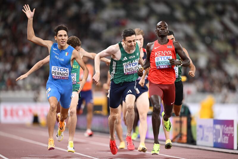 Ireland's Mark English in the men's 800m heats. Photograph: Hannah Peters/Getty Images