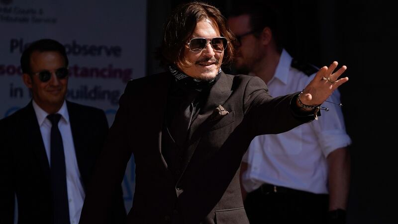 US actor Johnny Depp arrives to attend his libel trial  at the High Court in London, on Wednesday. Photograph: Niklas Hallen’n/AFP