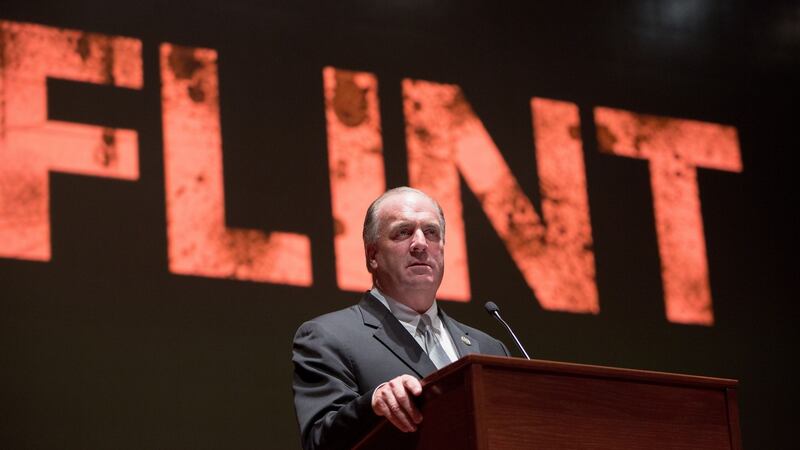 Flint local congressman Dan Kildee: ‘It’s hard to avoid the reality that 40 per cent of the people who live in Flint live below the federal poverty line, and 60 per cent of children live in poverty.’ Photograph: Tasos Katopodis/ Getty Images for Lifetime