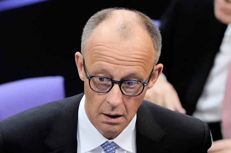 Friedrich Merz reacts after he was not elected Germany’s new chancellor in the first voting process at the parliament Bundestag in Berlin. Photograph: Markus Schreiber/AP