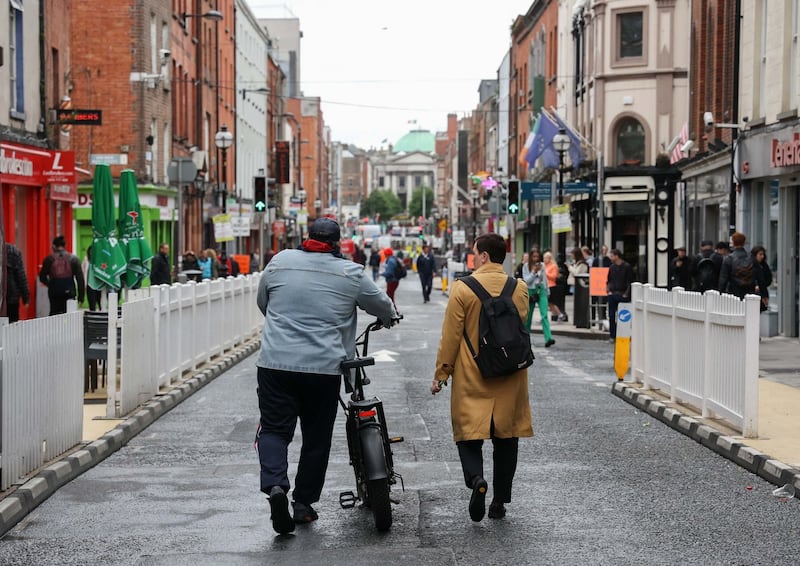 A cyclist and a pedestrian on Capel Street, Dublin. Photograph: Sam Boal/RollingNews.ie