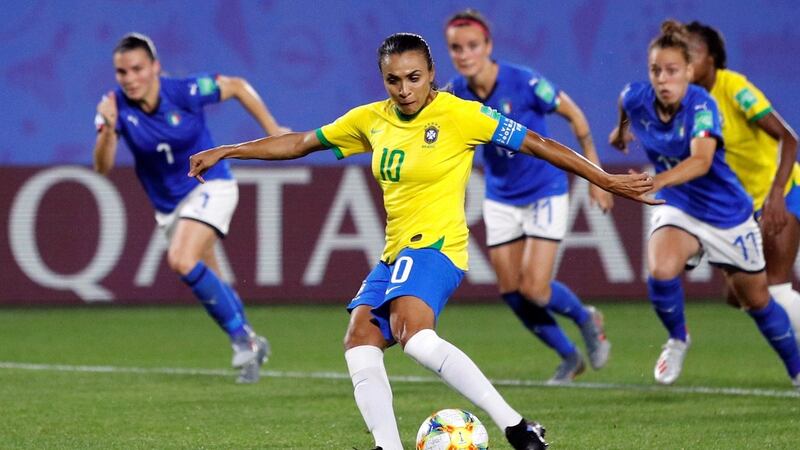 Marta’s winner against Italy proved in vain as Brazil exited the World Cup at the group stages. Photograph: Phil Noble/Reuters