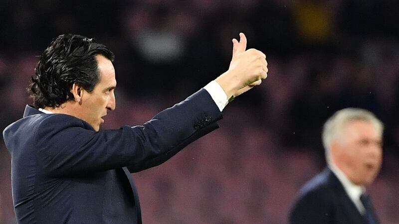 Unai Emery   gestures during the game.