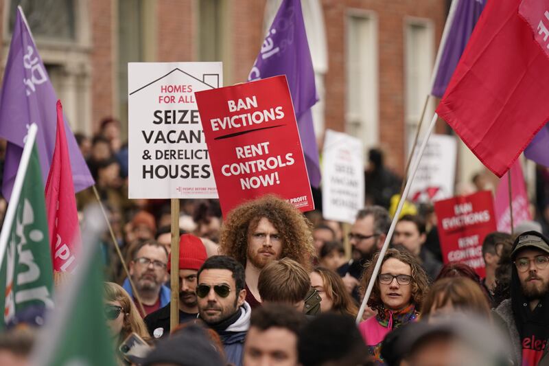 People at a protest in Dublin in 2022 against Ireland's continuing housing crisis. Photograph: Niall Carson/PA