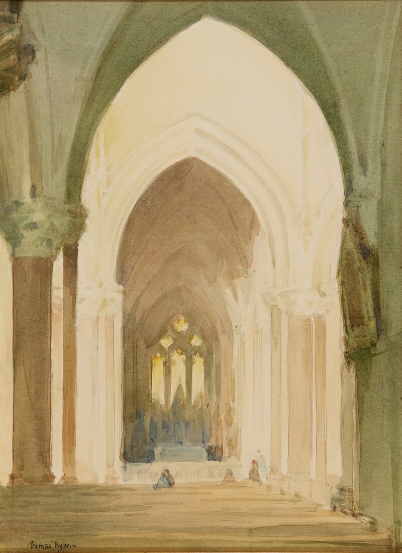 A watercolour and pencil drawing of St Peter’s Church in Drogheda, Co Louth by Thomas Ryan (€300-€500)