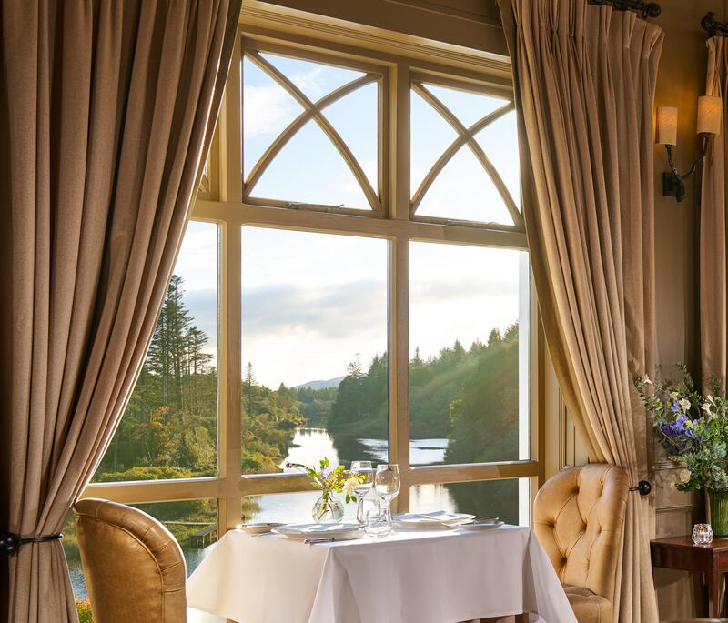 Danni Barry's favourite table at the Owenmore Restaurant, Ballynahinch Castle, Co Galway.