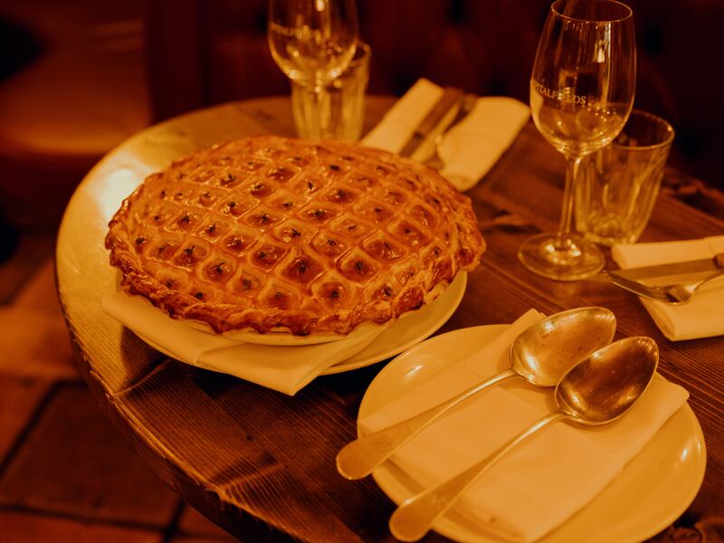 A cock-a-leekie pie served at Spitalfields in Dublin. Photograph: Ellius Grace/New York Times
                      