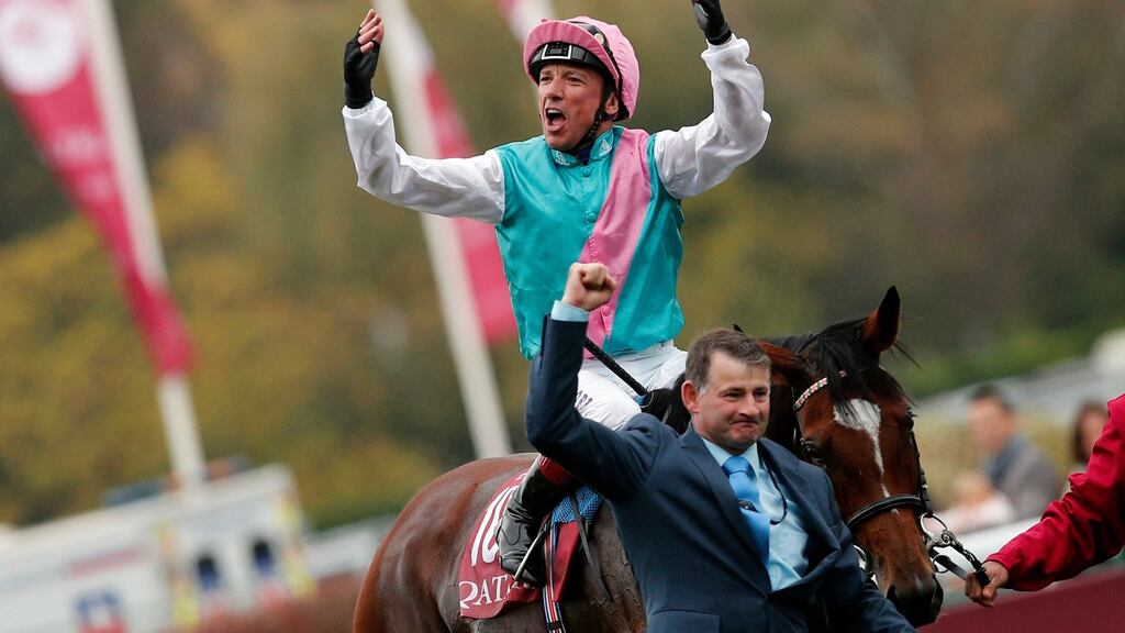 Enable begins her bid for a record third Arc success in Saturday’s Coral Eclipse at Sandown with Frankie Dettori on board. Photograph: Francois Mori/AP