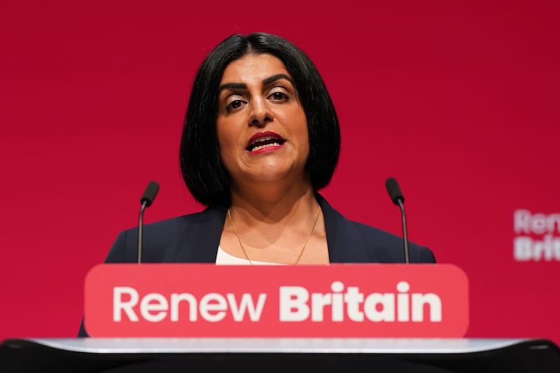 Shabana Mahmood speaks on stage during day two of the Labour Party conference in Liverpool. Photograph: Ian Forsyth/Getty Images