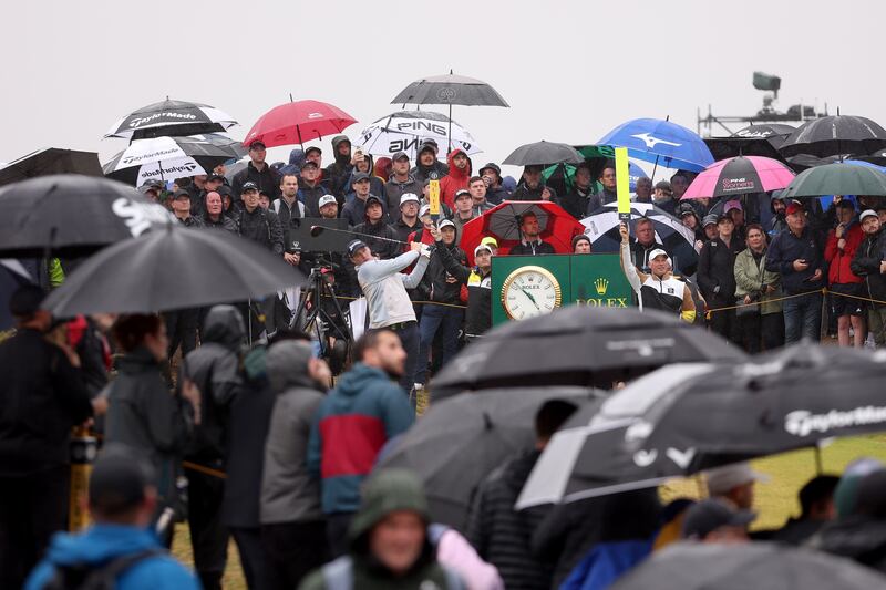 Sepp Straka of Austria tees off on the 15th hole during the final round of The Open. Photograph: Gregory Shamus/Getty Images