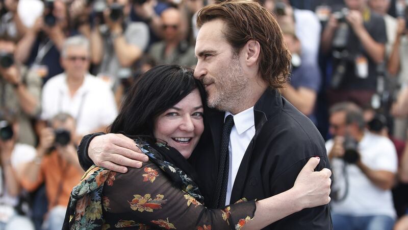 “It was a different direction for myself and Joaquin as well,” director Lynne Ramsay with Joaquin Phoenix. Photograph: Guillaume Horcajuelo/ EPA/ REX/Shutterstock
