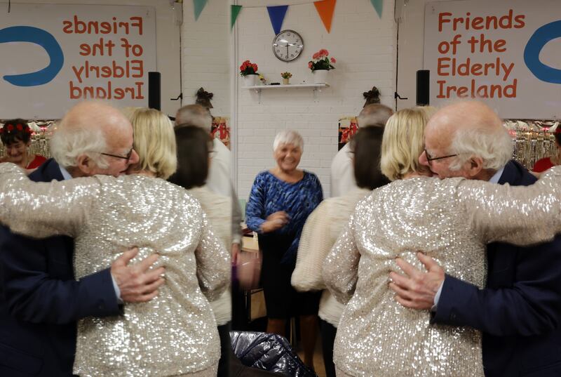 Vincent Talbot meets Caroline Whelan at the Friends of the Elderly Ireland annual Christmas gathering at their Bolton Street venue in north Dublin. Chris Maddaloni/The Irish Times

