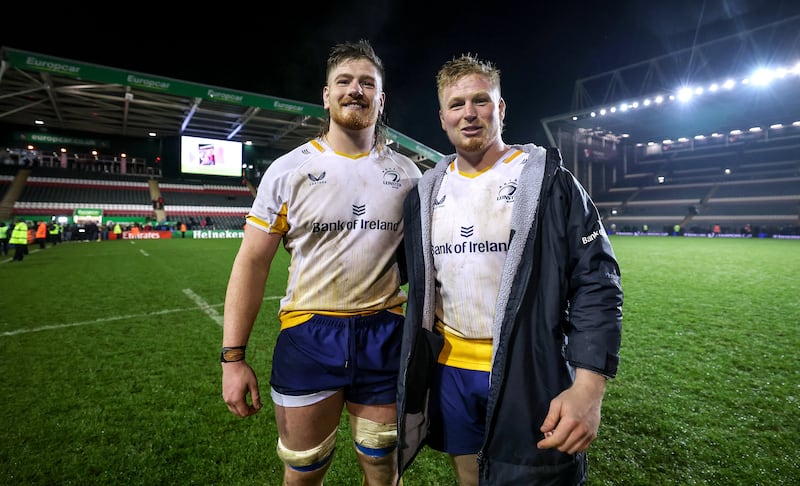 Joe and Paddy McCarthy after Leinster's Champions Cup win over Leicester. Photograph: James Crombie/Inpho