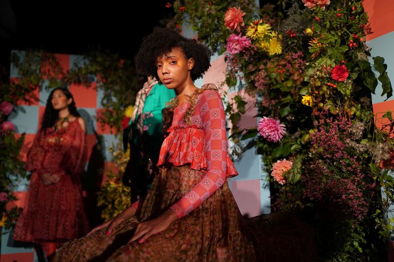 Katie Ann McGuigan's Spring/Summer 2020 show at LFW was inspired by the roller discos of the 1970s and the photography of Bill Yates. Photograph: Isabel Infantes/PA