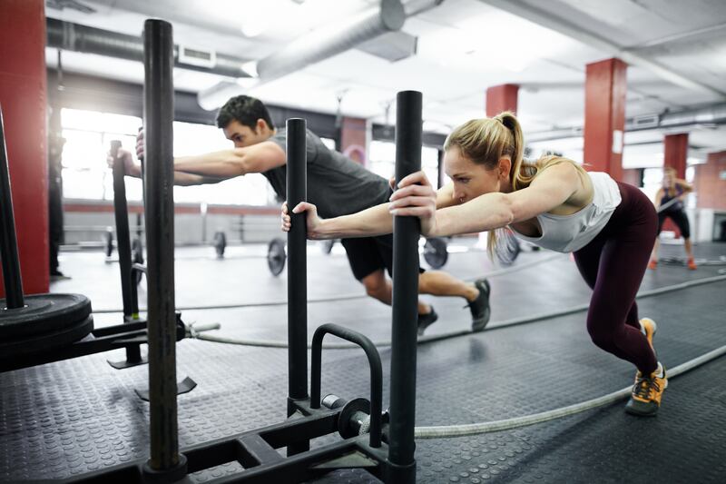 Sled push: 'Even beginners can lean in with their body weight'