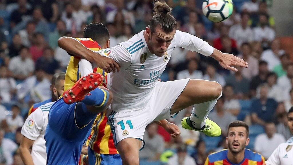 Real Madrid’s Gareth Bale in action against Valencia. Photograph: JJ Guillen/EPA