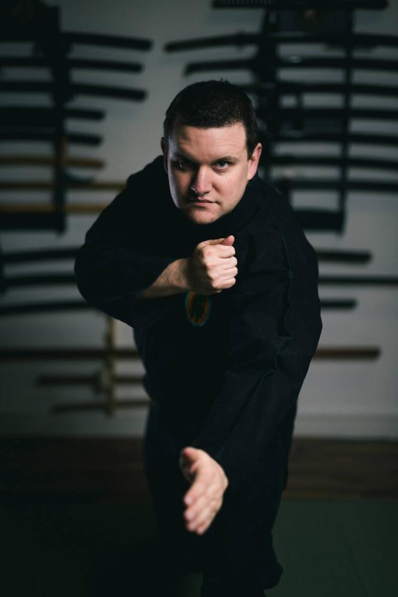 Alex Meehan (right) practicing ninjutsu