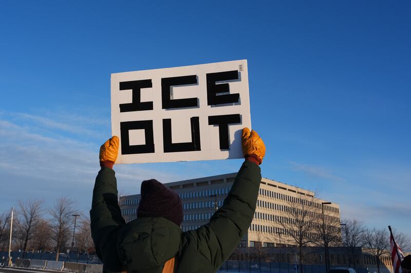 A protester in Minnesota. Photograph: Adam Gray/AP